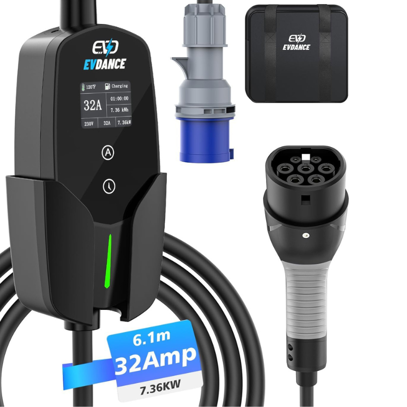 EVDANCE OLED 디스플레이 전기 자동차 충전기, - Portable Ev Charger 32A Type 2 Cee Plug 리뷰 및 가격