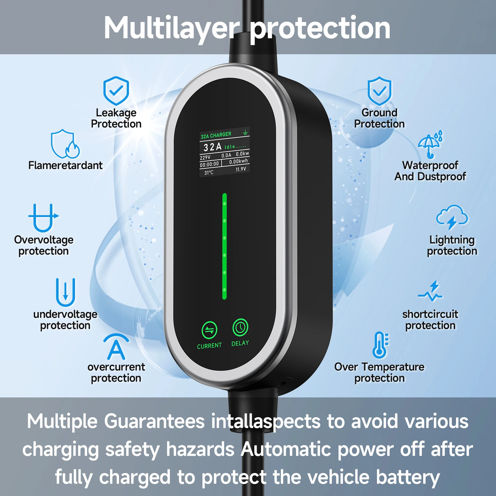 AFEEV 7.2KW 32A 휴대용 EV 충전기 - 유 - Portable Ev Charger 32A Type 2 Cee Plug 리뷰 및 가격