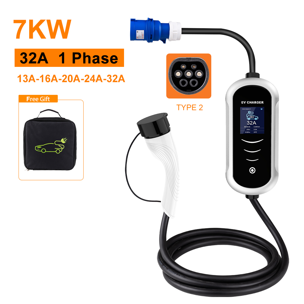 IPENGEN 유형 2 휴대용 EV 충전기 7KW 32 - Portable Ev Charger 32A Type 2 Cee Plug 리뷰 및 가격