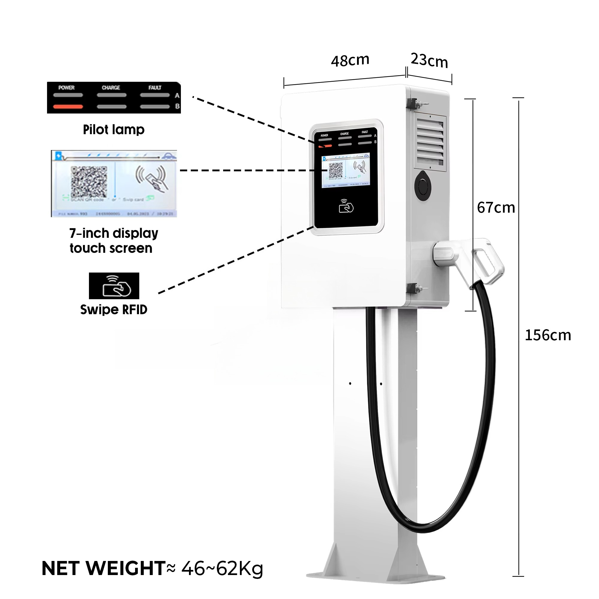 Ocpp 20kw 30kw 40kw CCS GBT 상업 - Dc Fast Charger 30Kw Wallbox Commercial 리뷰 및 가격