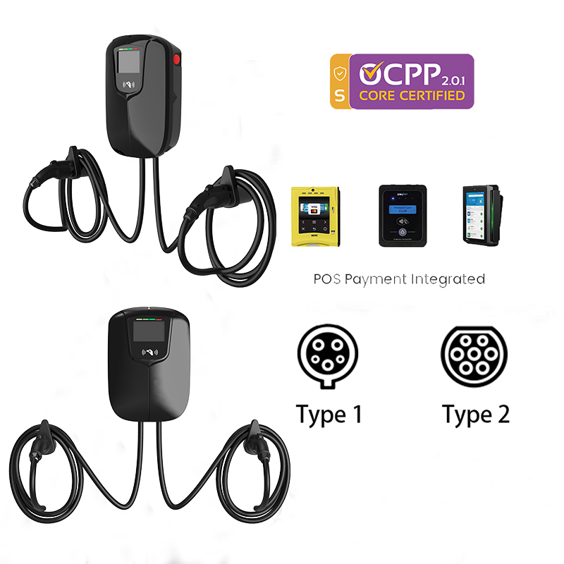 상업용 듀얼건 AC 전기차 충전소 7kW 11kW 22 - 22Kw Wallbox Type 2 Ocpp Rfid 리뷰 및 가격